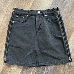 French Connection Black Denim High Waist Zipper Jean Skirt Size 6